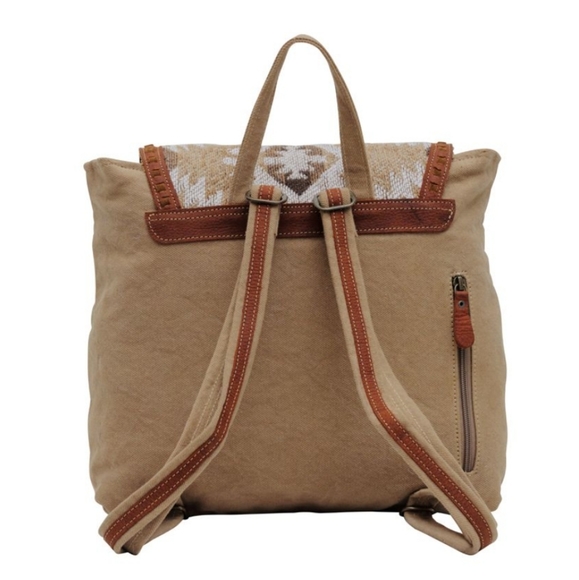 NWT Myra Bag Boho Leather & Canvas Backpack Bag - Picture 4 of 7